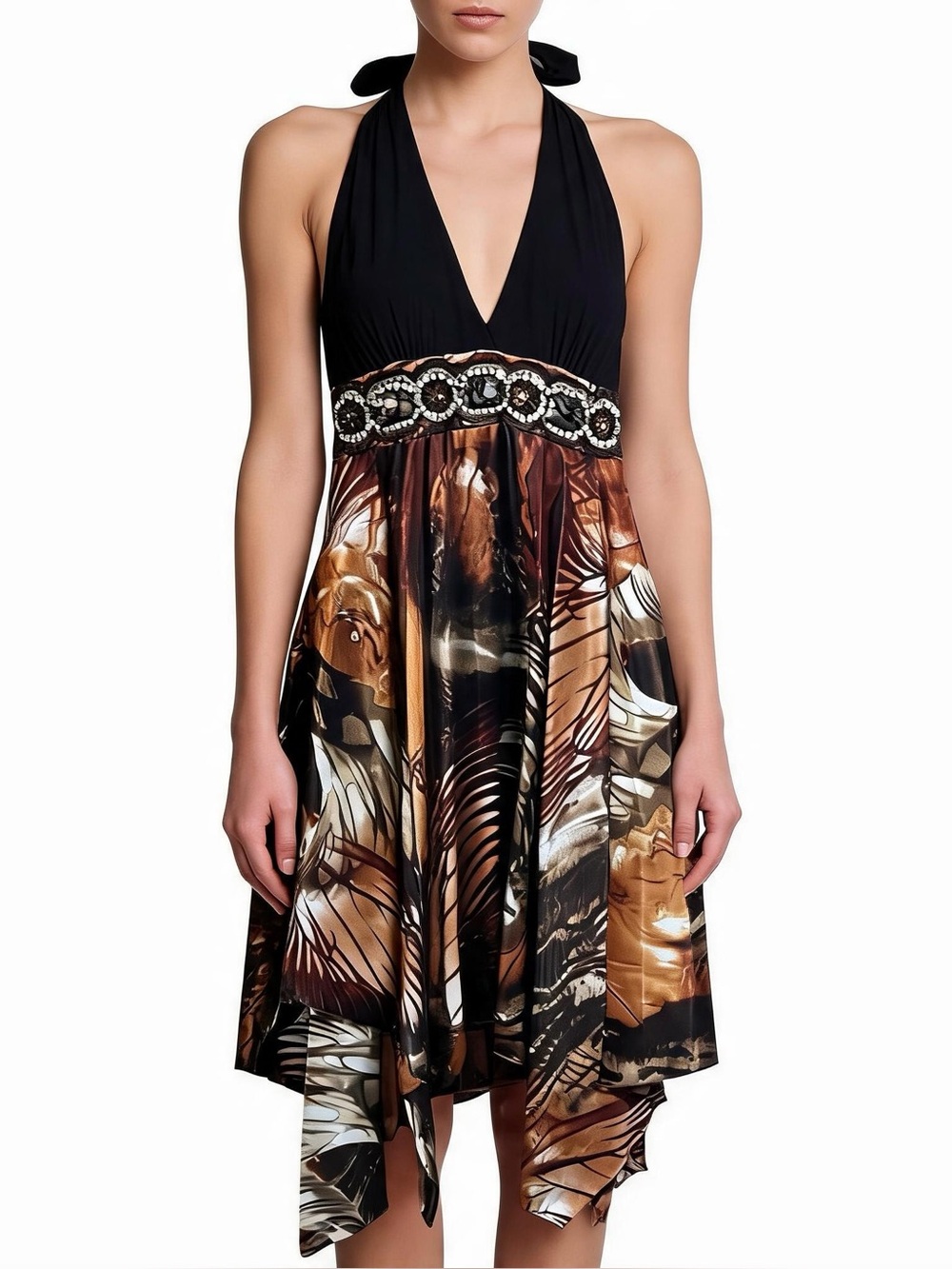 Chic Asymmetrical Dress in Brown